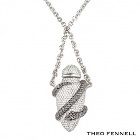 Theo Fennell 18k White Gold Diamond Set Ampoule Snake Pendant